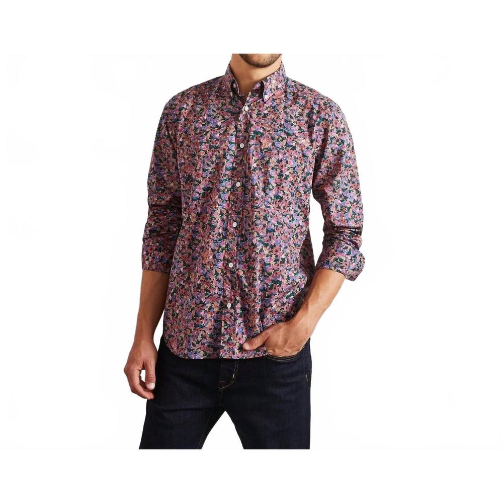 NEW EDEN PARK poplin polo shirt with a floral detail in multi